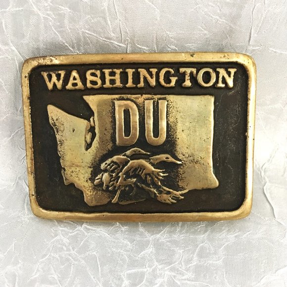 Ducks Unlimited 1979 Washington State Solid Brass Belt Buckle, Numbered, Limited - Picture 1 of 6